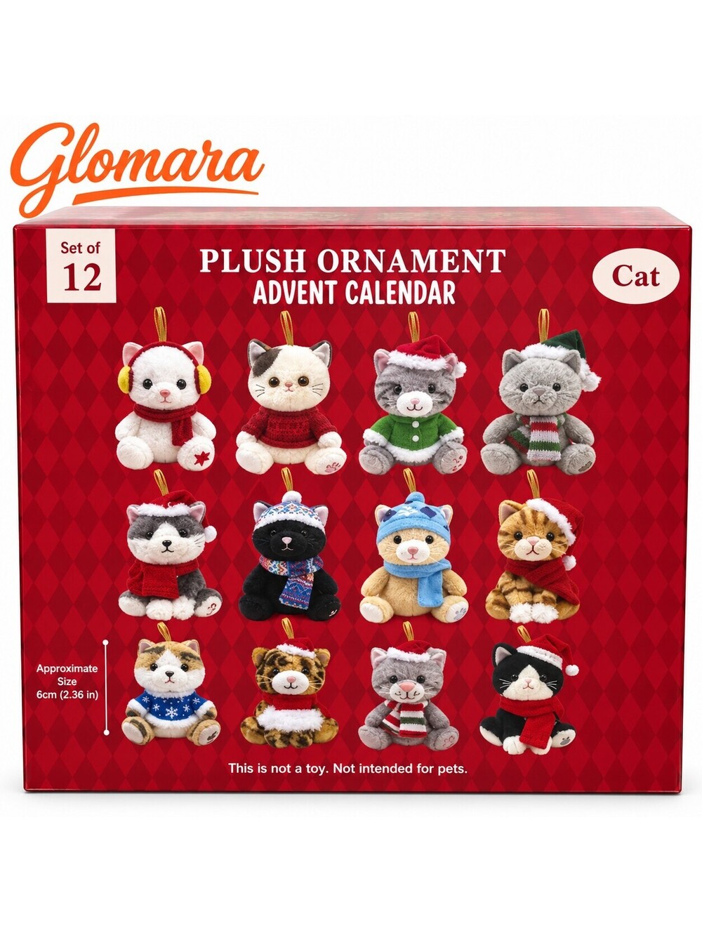 Cat Plush Ornament Advent Calendar 12 Piece Christmas Tree Holiday Decor Set NEW